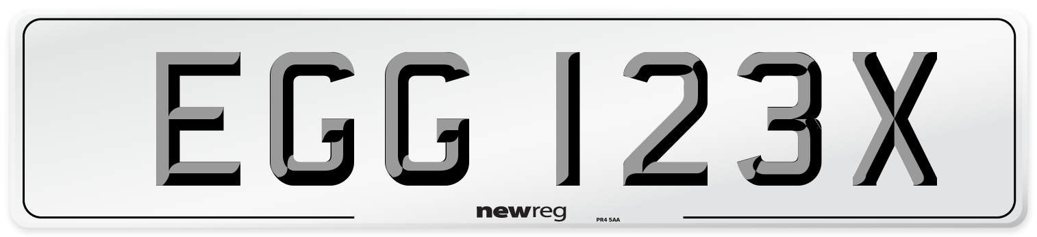 EGG 123X Number Plate from New Reg